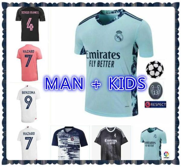 

fan player version 2020 2021 real madrid jerseys 20 21 soccer jersey hazard sergio ramos benzema camiseta football shirt uniforms men kids, Black;yellow