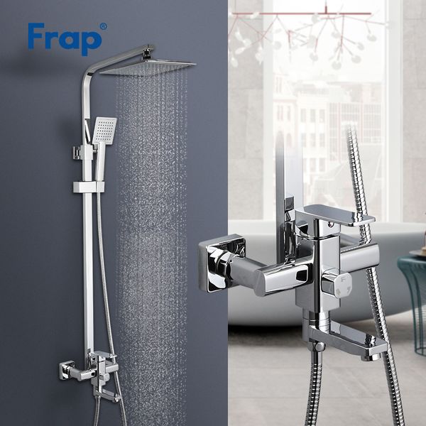 

frap faucets system bathtub mixer faucet bath rain set tap bathroom abs head stainless shower bar 1011