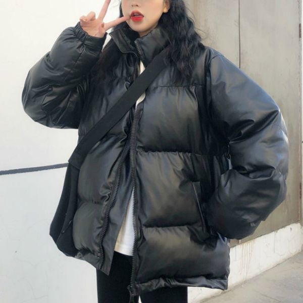 

style warm black high street thick women's bread clothing loose hooded coat casual comfortable winter parkas 2020
