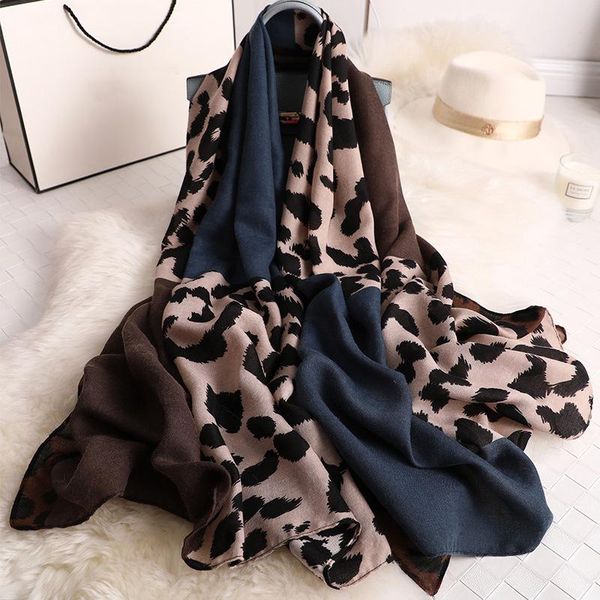 

2020 srping women cotton long scarf leopard print thin hijab soft summer lady's new viscose autumn shawl, Blue;gray