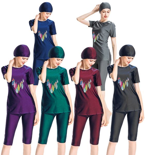 

2021 new s-4xl women's girls modest hijab swimsuits bath 42v6, Red