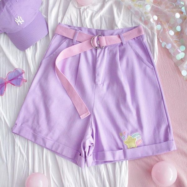 

preppy solid purple high waist shorts women streetwear harajuku korean womens clothing bf plus size shorts joggers summer short1, White;black