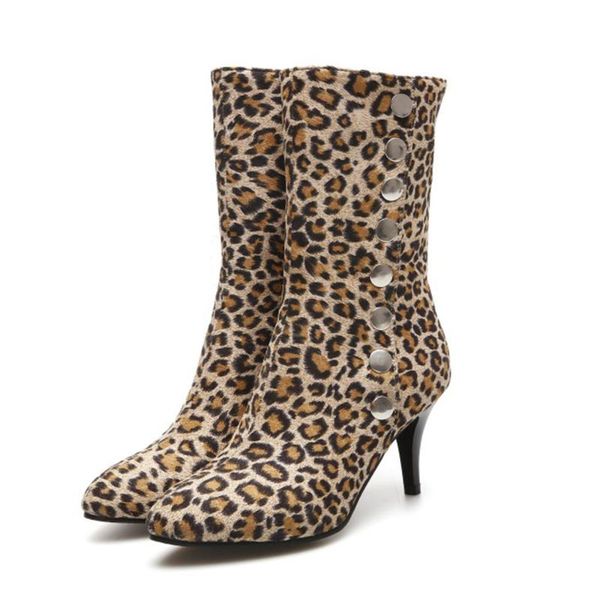 

горячая зима женщин сапоги замша застегнутом высокой пятки короткие сапоги мода leopard самка женские 35-43 большой размер, Black