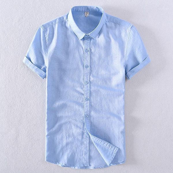 

new italy brand cotton shirt men short sleeve summer shirts for men linen blue shirt mens breathable shirts male chemise camisa1, White;black