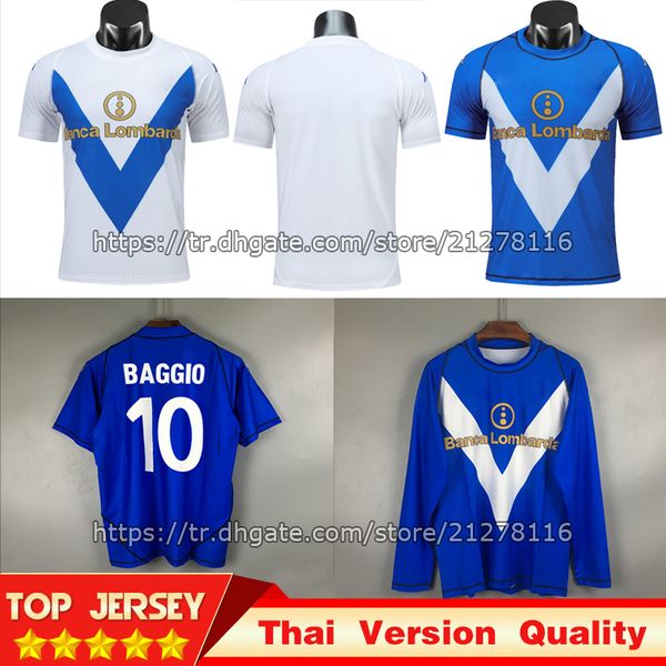 

2002 03 brescia retro soccer jersey blue white caracciolo baggio futbol camisas vintage football camiseta classic shirt kit, Black;yellow