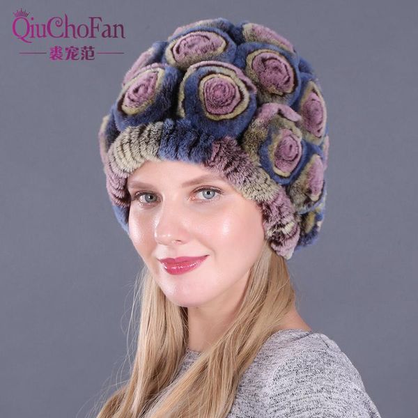 

beanie/skull caps wholesale and retail girls real rex fur flowers winter hats skullies cap knitted beanies lady, Blue;gray