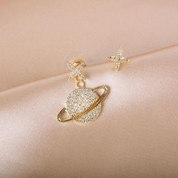 

golden planet asymmetric earrings 2020 new style simple and versatile personality earrings women, Golden;silver