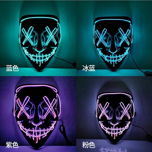 

halloween luminous mask black v shaped blood horror led face mask ghost step dance cold light mask festival costume party supplies