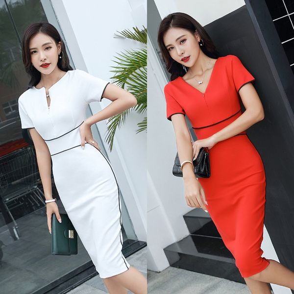 

2020 лета нового передняя молнии темперамент ол знаменитость тонкая талии показать тонкая длину средней ягодичной молнии zipperdress для жен, Black;gray