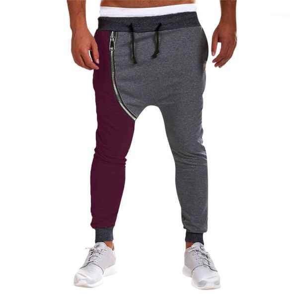 

spring autumn men's casual winter cotton zipper hip hop trousers joggers midweight harem drawstring pants drop 1 men's, Black