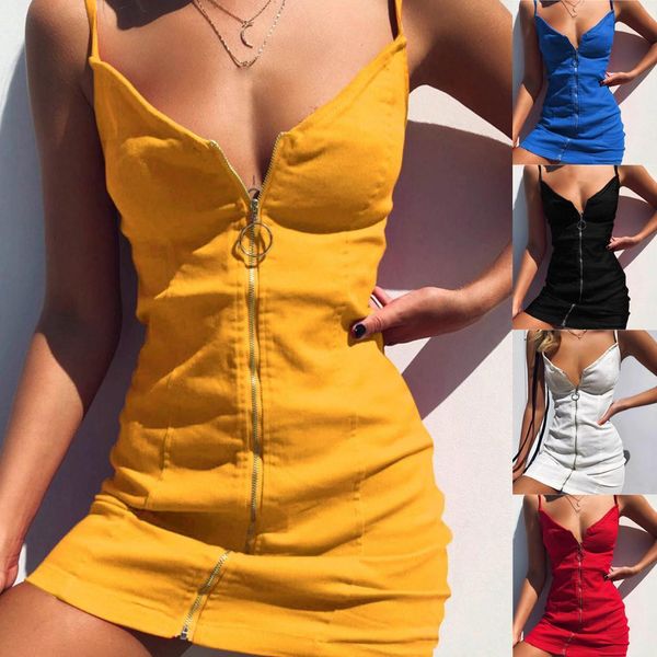 

2021 summer mini dress women fashion womens retro suspender buttock dress casual ladies zipper natural dresses mini dress, Black;gray
