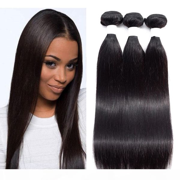 

8a indian straight hair bundles unprocessed brazilian virgin hair malaysian peruvian straight bundles human hair weave bundles natural color, Black