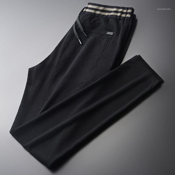 

men's pants rib mens luxury black elastic waist drawstring casual sport male plus size 4xl slim fit men's trousers1