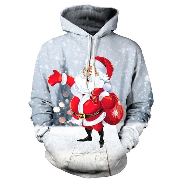 

new sweatshirts men/women santa claus printing with a hood hoodies long sleeve casual hooded pullover clothes sweatshirt 201020, Black