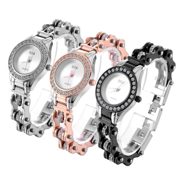 SDA Nouveau Design pour Femmes Dame et Fille Donnant Mode Jeunesse Romantique En Acier Inoxydable 316l Mouvement Japonais Montres À Quartz W100 201114