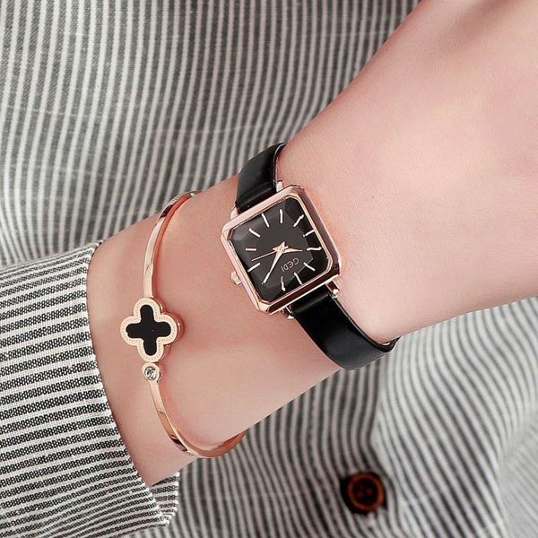 

leisure jane johnson women's personality watch batch square fashion trend, Slivery;brown