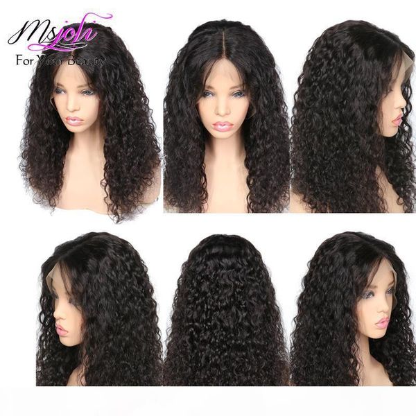 

360 lace frontal wig pre plucked with baby hair 150%density water wave natural color brazilian remy human hair wigs for black women, Black;brown