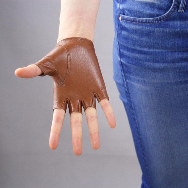 

women's half finger real leather gloves pure sheepskin brown white red fingerless women's gloves tb10 bbyuhj alice_bag, Black