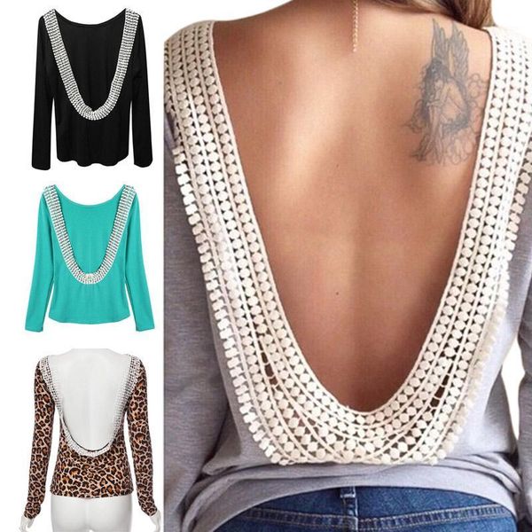 

blusa feminina 2020 new women backless blouse long sleeve casual open back women blouses plus size clothing1, White
