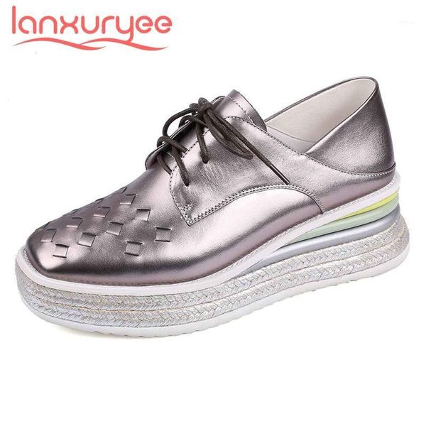 

lanxuryee thick bottom genuine leather straw platform wedges square toe med heel lace up british design fashion women pumps l3a1, Black