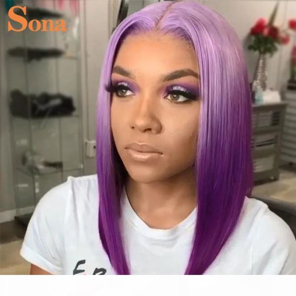 

ombre purple bob lace front wig 13x4 blonde wig colored lace front human hair peruvian virgin hair transparent wigs, Black;brown