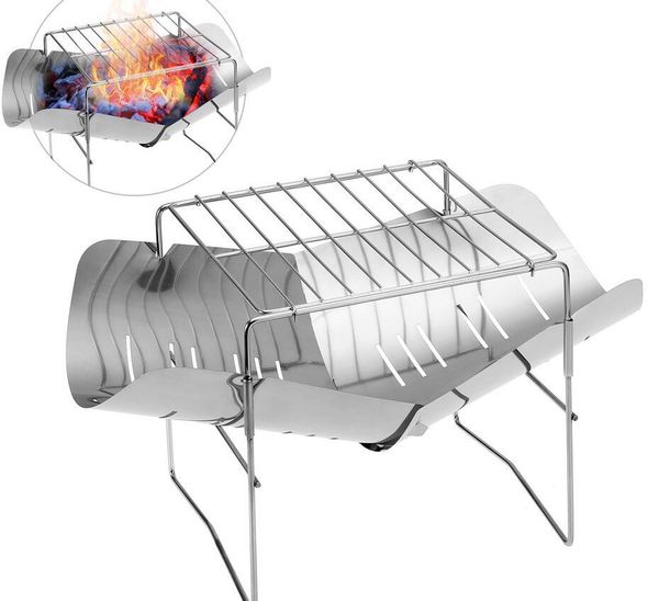 

titanium campfire wood fire barbecue charcoal stove folding outdoor camping grill bushcraf ultralight bbq stove backpakcing cooking stove x2