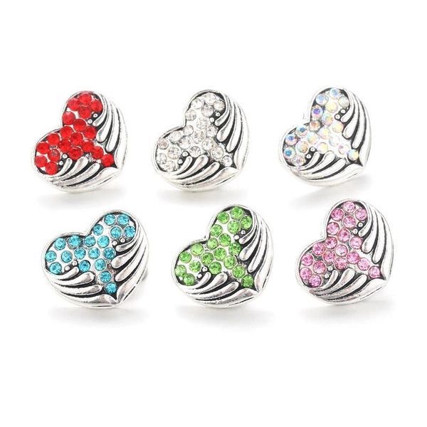 

creative 10pcs lot heart shaped snap jewelry 12mm snap buttons with rhinestone charm button fit snap bracelets bangles for women h bbykzt