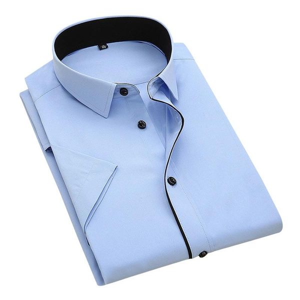 

2020 new summer men shirt solid twill male shirts formal business white camisa masculina short sleeved fashion, White;black