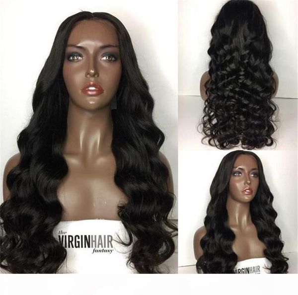 

full lace human hair wigs 7a lace front human hair wigs with baby hair peruvian body wave black women, Black;brown