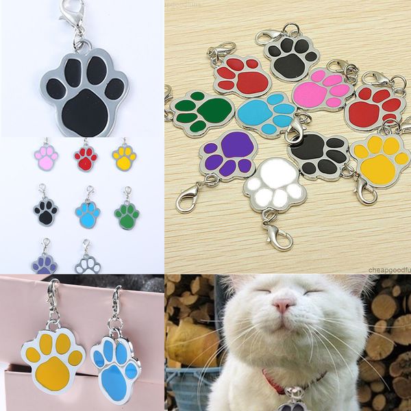 

u factory name 8 colors brand cat pet ring id card keychain puppy paw print pendant key holder wholesale dog tag 4u