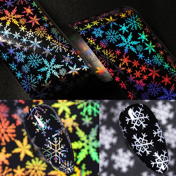

colorful 10pcs/set christmas snowflake holographics foils white art transfer sticker diy nail decorations