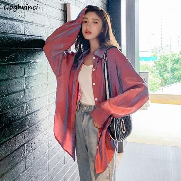 

women's blouses & shirts women long sleeve spring vintage shiny loose bling elegant womens shirt retro ins trendy streetwear outwear ch, White
