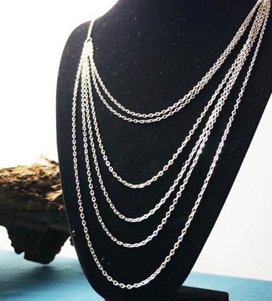 

multilayer necklace vintage silver color long chain tassel necklace