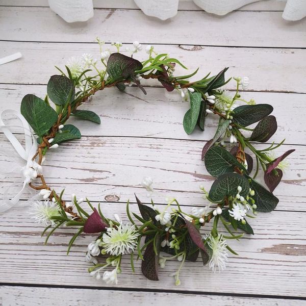 

green leaf flower crown festival headband women hair accessories headdress women floral garlands wedding flower jlltnf