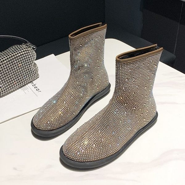 

2021 new sequin cloth winter fashion define thick bottom foot to wear anti-slip comfortable women's boots xxa3, Black