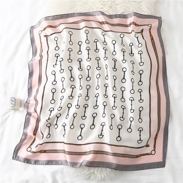 

2020 designer print women silk scarf brand square neck hair scarves shawl lady small pashmina foulard bandana scarfs wmtovc bdesybag, Blue;gray