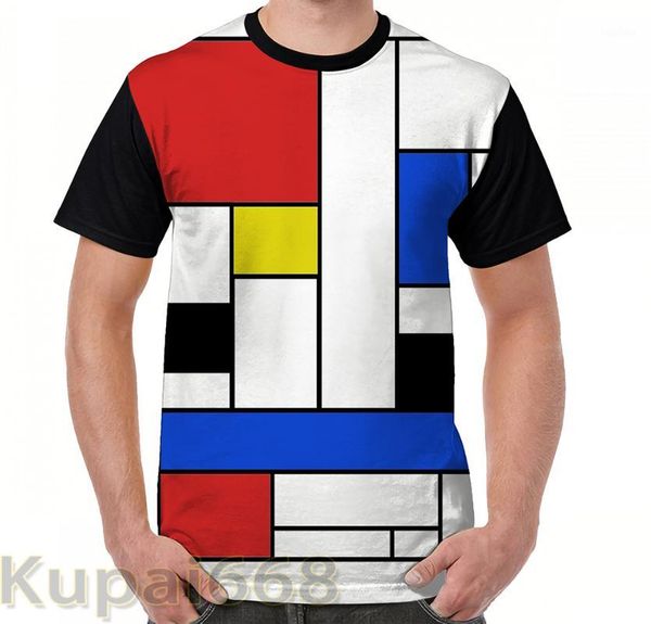 

funny graphic print t shirt men tees mondrian lines women t-shirt short sleeve casual tshirts1, White;black