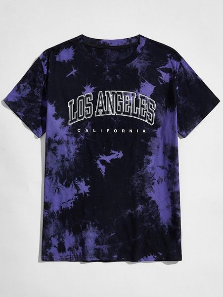 

romwe guys letter tie dye tee 03a1#, White;black