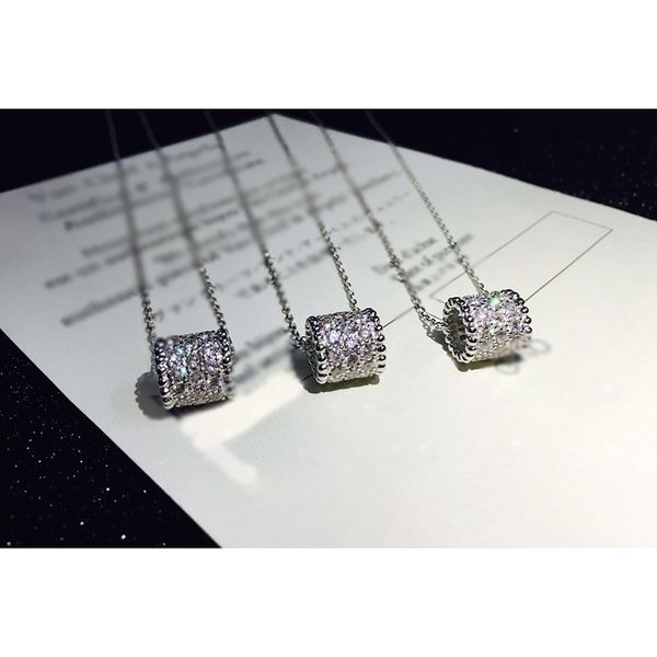 

2020 new cylinder clover full diamond 18k silver necklace for women fashion designer brand jewelry for women with box