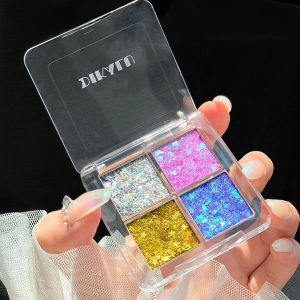 

makeup 4 color eye shadow palette glitter pearlescent waterproof big sequin smoky eye shadow makeup palette shimmer eyeshadow swy wmtytd