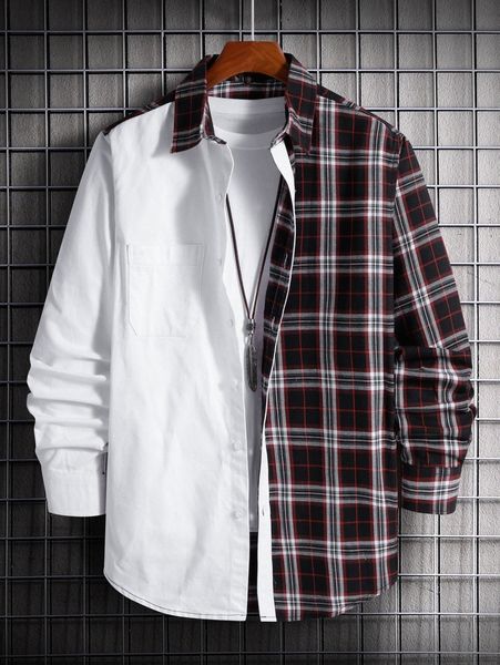 

men plaid print shirt without tee s3dh#, White;black