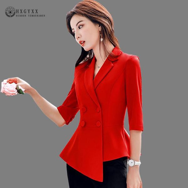

fashion plus size suit jacket woman summer blazer femme coat three quarter casual clothing asymmetry casaco feminino b116, White;black