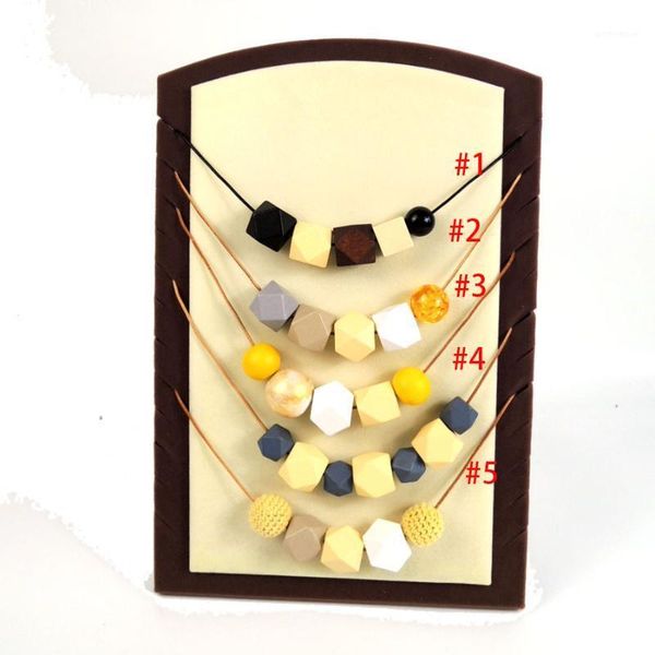 

pale color geometric necklace, wooden beads chunky necklace minimalist lady girl stripe morden 2020 nw2091, Silver