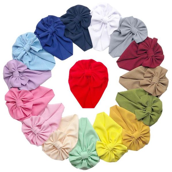 

bows knot newborn hat baby infant cloth soft hedging hood beanie solid color hats girl pullover cap yl225, Yellow