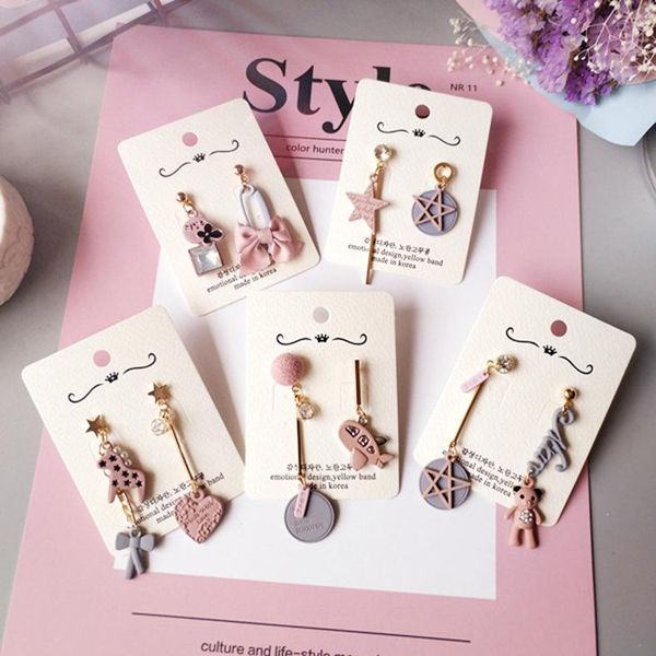 

dangle & chandelier summer pink girl princess style original ear jewelry korean asymmetrical pony love earrings cute creative gifts for wome, Silver