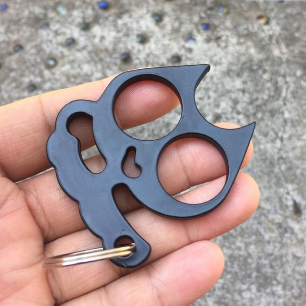 

cat ear self defence finger ring pendant keychain multifunction outdoor survival tool tactical self defense, Silver