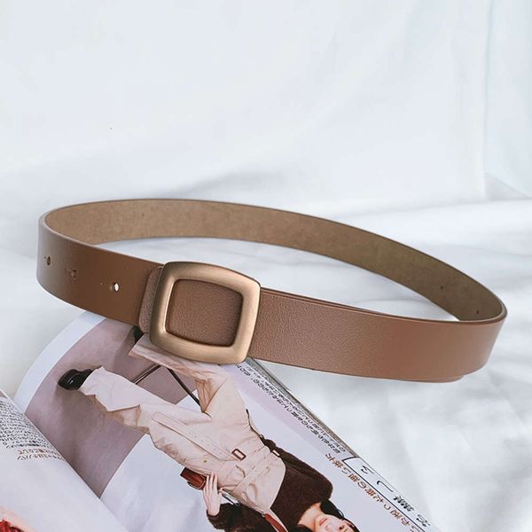 

korean version simple and versatile square buckle women's decorative jeans coat fashion casual waist leather belt, Black;brown