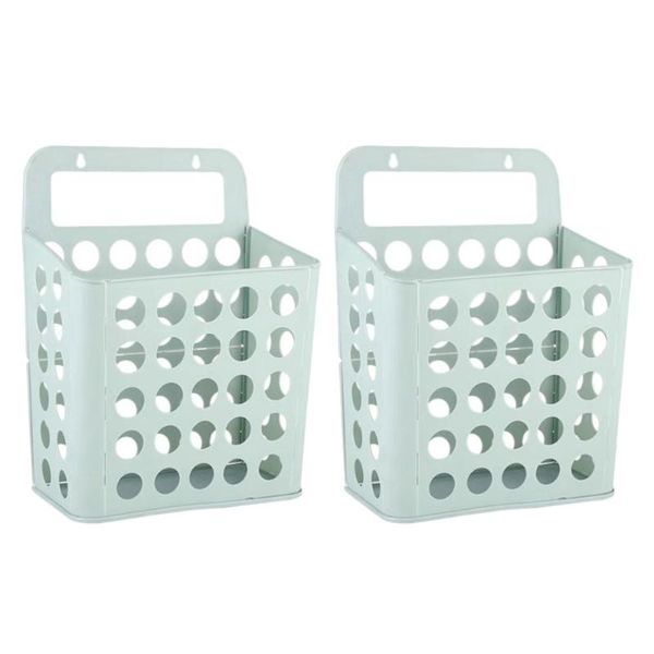 

2pcs foldable laundry basket punching clothes storage basket (random color)