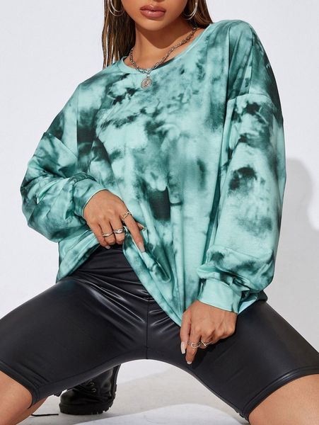 

tie dye drop shoulder oversized sweatshirt o44o#, White;black
