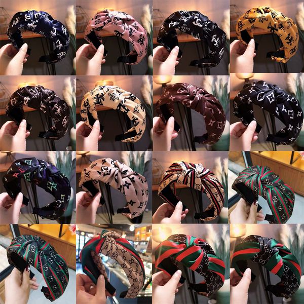 

designer brand twist turban letter headband prints for women stretch hairbands sport headbands yoga headwrap bandana girls hair accessories, Silver